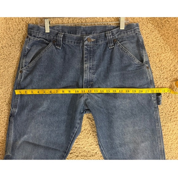 Wrangler Carpenter Jeans Mens Size 34x30 Denim Utility Work Pants Blue - Picture 11 of 12